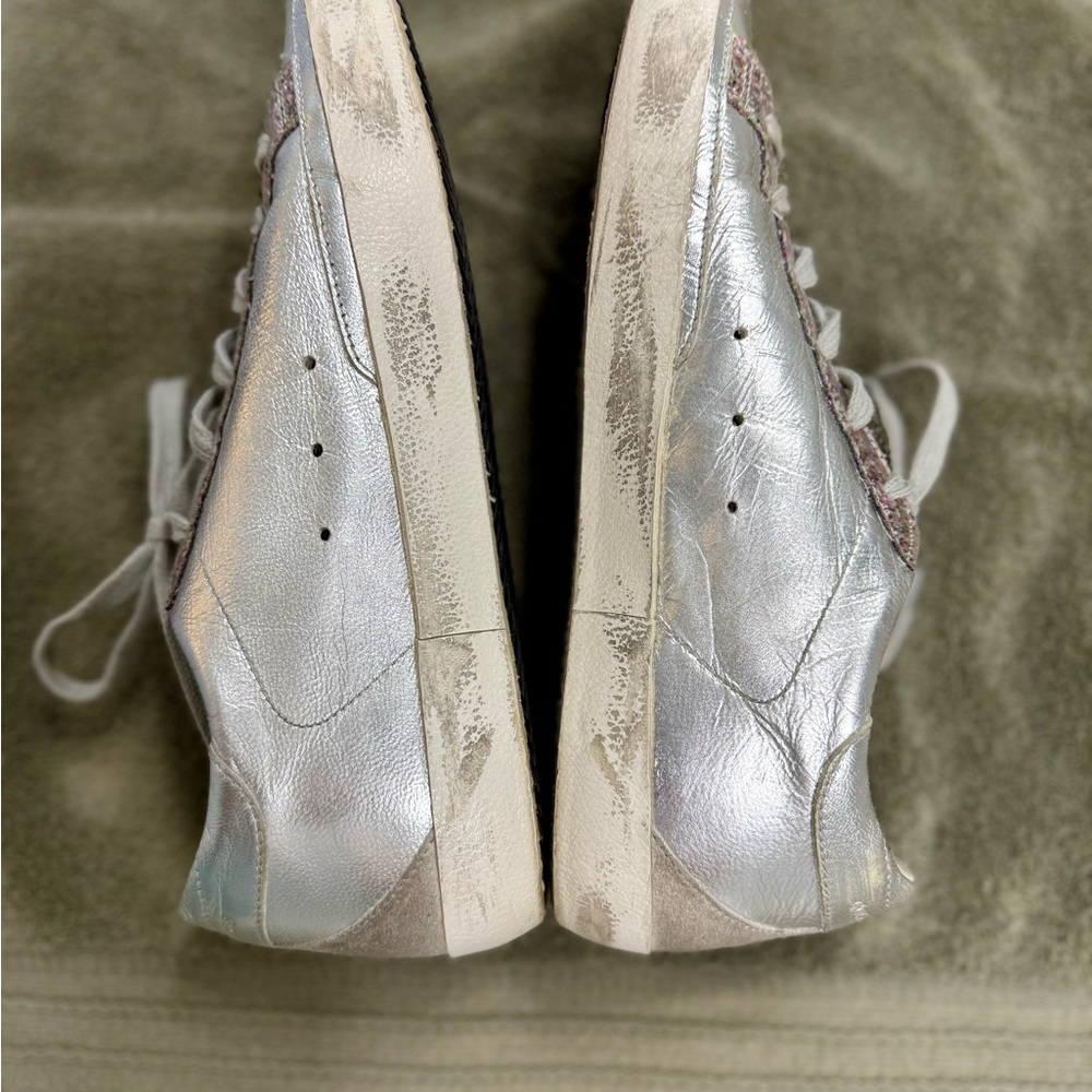 Golden Goose 🪿 Silver with Multicolor Glitter Sneakers 👟 👟 Super⭐️⭐️ - Picture 5 of 16